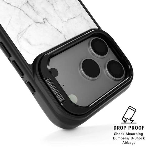 White Marble iPhone 17 Pro Max Kickstand Case