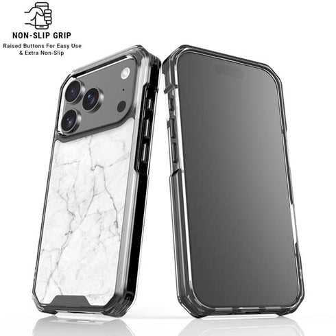 White Marble iPhone 18 Pro Clear Case