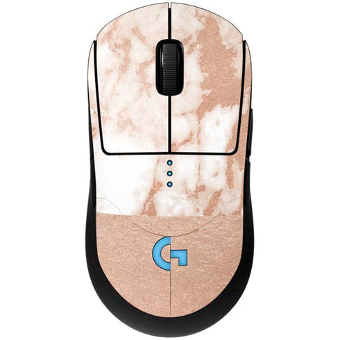 White Rose Gold Marble G Pro Wireless Gaming Mouse Skin