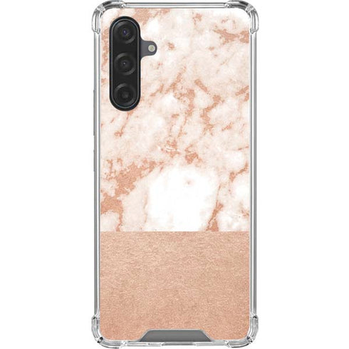 White Rose Gold Marble Galaxy A17 Clear Case