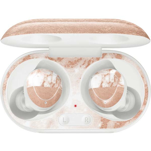 White Rose Gold Marble Galaxy Buds Plus Skin