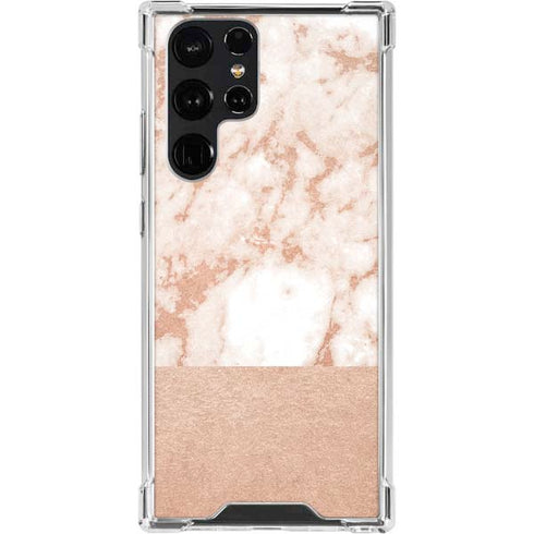 White Rose Gold Marble Galaxy S23 Ultra Clear Case