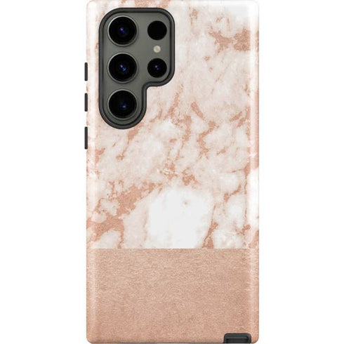 White Rose Gold Marble Galaxy S23 Ultra Pro Case
