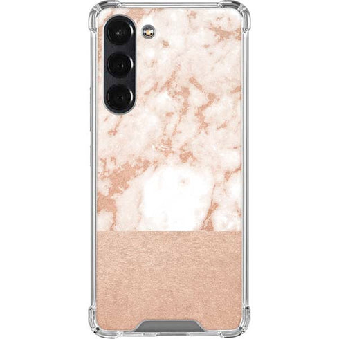 White Rose Gold Marble Galaxy S24 FE Clear Case