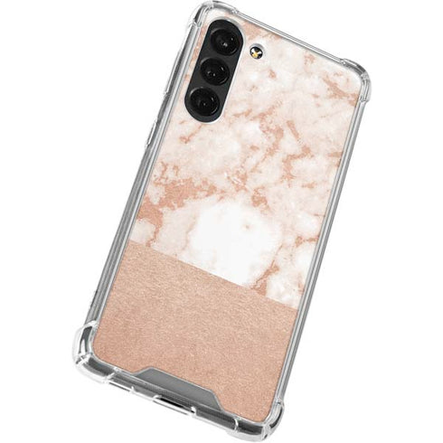 White Rose Gold Marble Galaxy S24 FE Clear Case