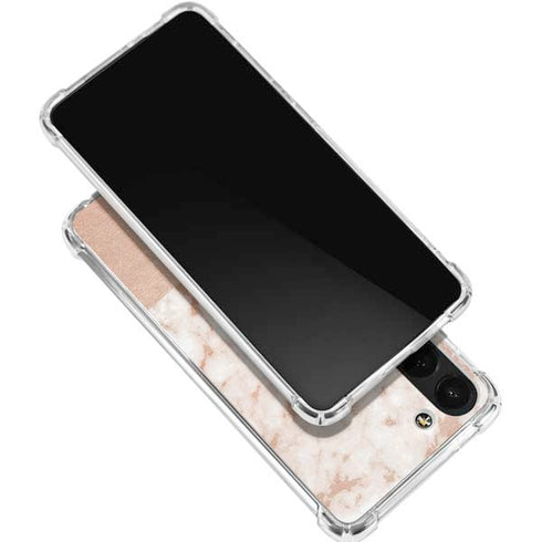 White Rose Gold Marble Galaxy S24 FE Clear Case