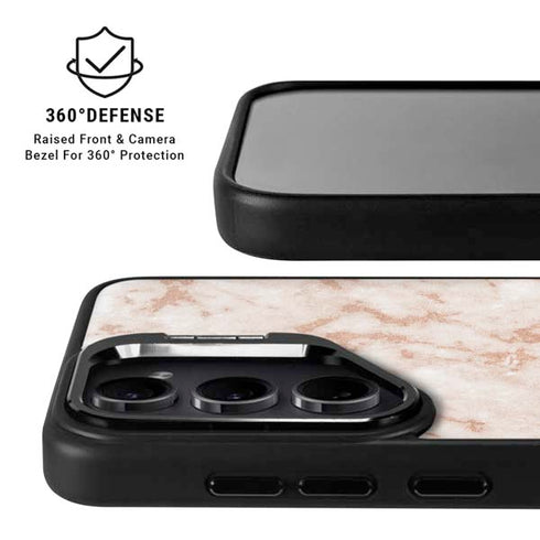 White Rose Gold Marble Galaxy S24 Plus Kickstand Case