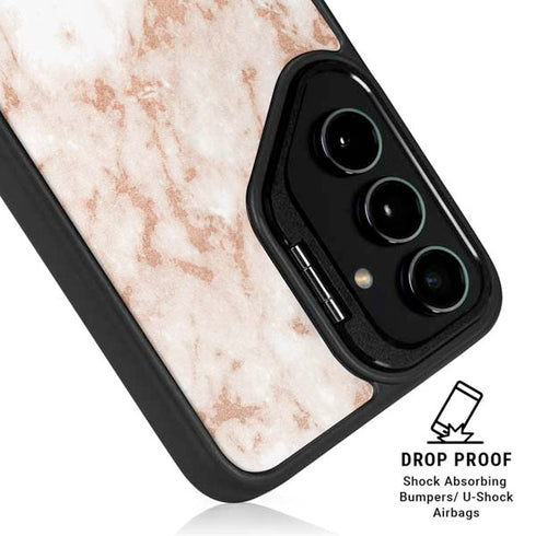 White Rose Gold Marble Galaxy S24 Ultra Kickstand Case
