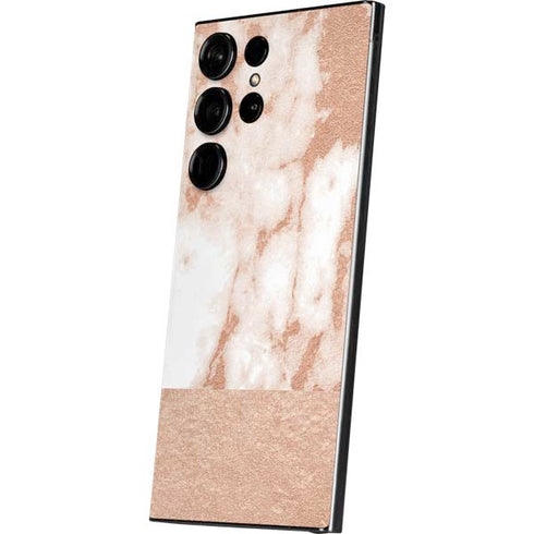 White Rose Gold Marble Galaxy S25 Ultra Skin