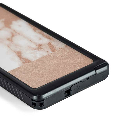 White Rose Gold Marble Galaxy S24 Ultra Waterproof Case