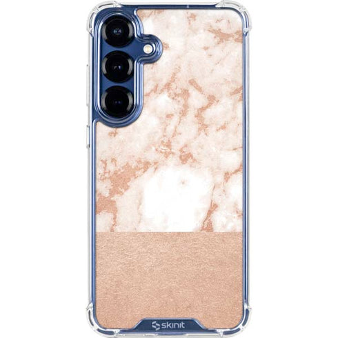 White Rose Gold Marble Galaxy S25 FE Clear Case
