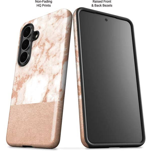 White Rose Gold Marble Galaxy S26 Impact Case