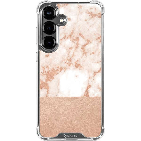 White Rose Gold Marble Galaxy S26 Plus Clear Case