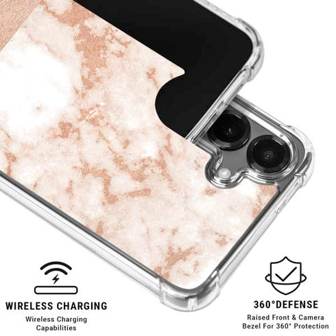 White Rose Gold Marble Galaxy S26 Plus Clear Case