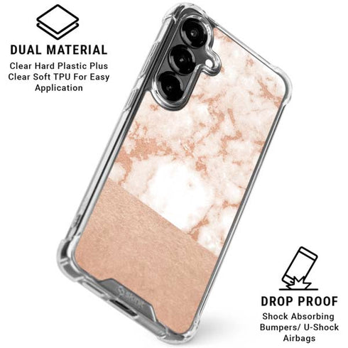 White Rose Gold Marble Galaxy S26 Plus Clear Case