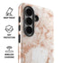 White Rose Gold Marble Galaxy S26 Plus Impact Case