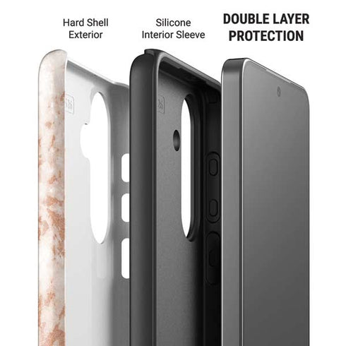 White Rose Gold Marble Galaxy S26 Plus Impact Case