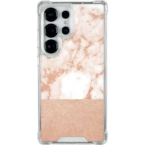 White Rose Gold Marble Galaxy S26 Ultra Clear Case