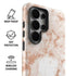 White Rose Gold Marble Galaxy S26 Ultra Impact Case