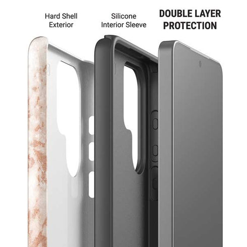 White Rose Gold Marble Galaxy S26 Ultra Impact Case