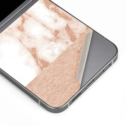 White Rose Gold Marble Galaxy Z Flip6 Skin