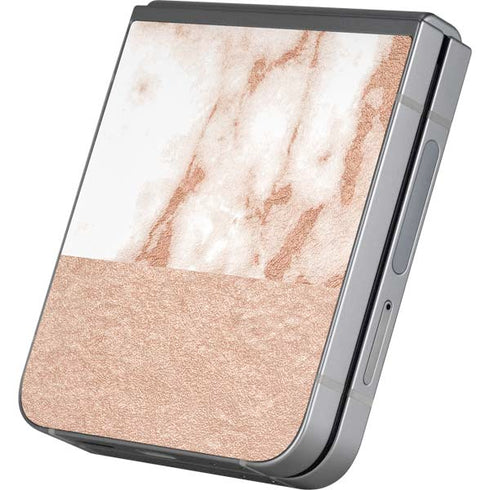 White Rose Gold Marble Galaxy Z Flip6 Skin