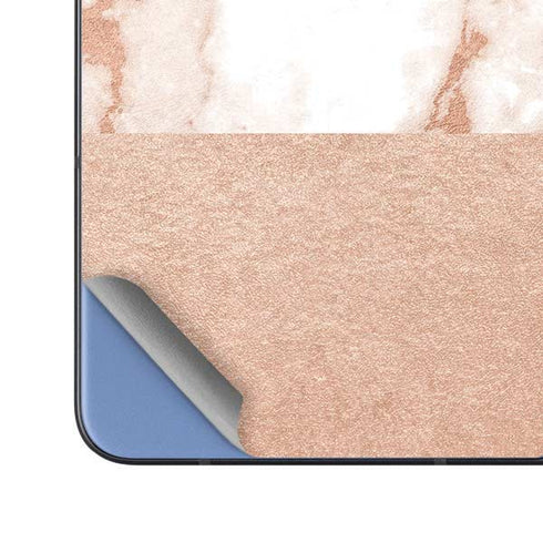 White Rose Gold Marble Galaxy Z Fold5 5G Skin
