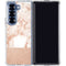 White Rose Gold Marble Galaxy Z Fold6 Clear Case