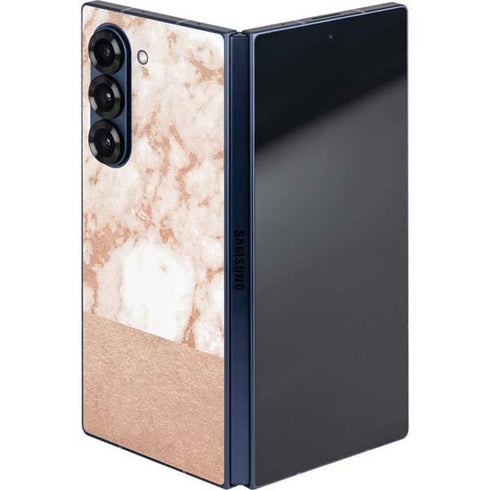 White Rose Gold Marble Galaxy Z Fold6 Skin