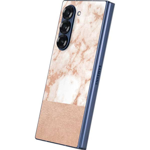 White Rose Gold Marble Galaxy Z Fold6 Skin