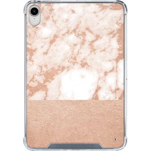 White Rose Gold Marble iPad 11th Gen (2025) Clear Case