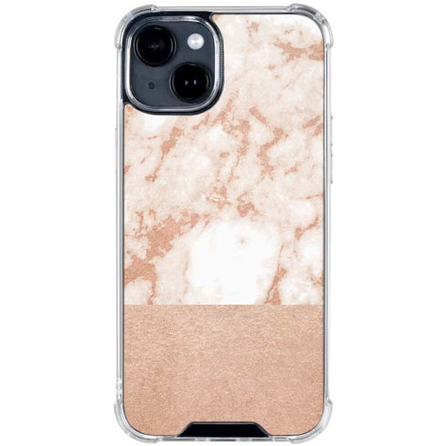 White Rose Gold Marble iPhone 15 Clear Case