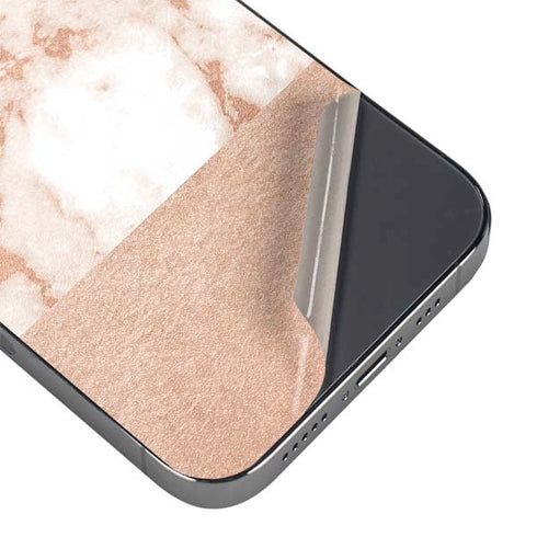 White Rose Gold Marble iPhone 15 Pro Max Skin