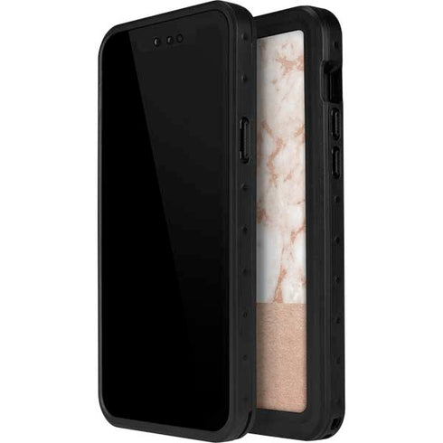 White Rose Gold Marble iPhone 15 Pro Waterproof Case