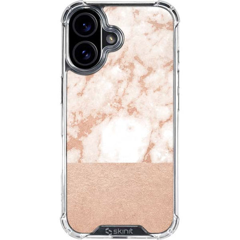 White Rose Gold Marble iPhone 16 Clear Case