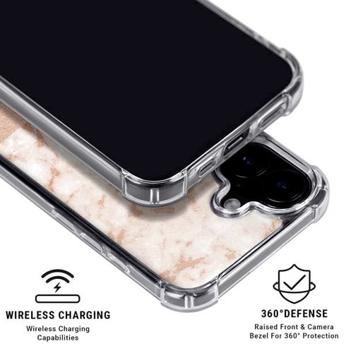 White Rose Gold Marble iPhone 16 MagSafe Case