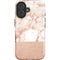 White Rose Gold Marble iPhone 16 Plus Impact Case