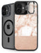 White Rose Gold Marble iPhone 16 Plus Kickstand Case