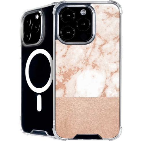 White Rose Gold Marble iPhone 16 Pro MagSafe Case