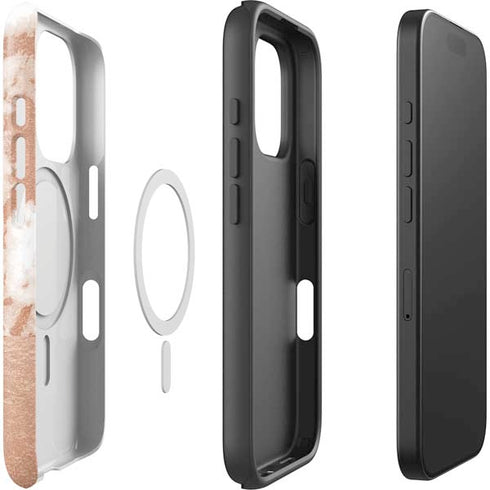 White Rose Gold Marble iPhone 16 Pro Magsafe Impact Case