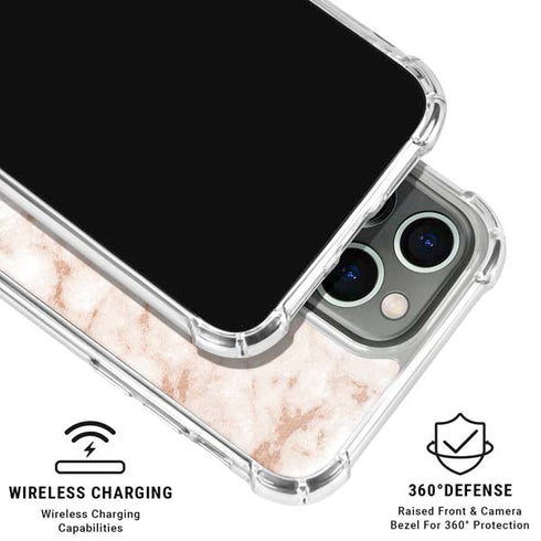 White Rose Gold Marble iPhone 16 Pro Max Clear Case