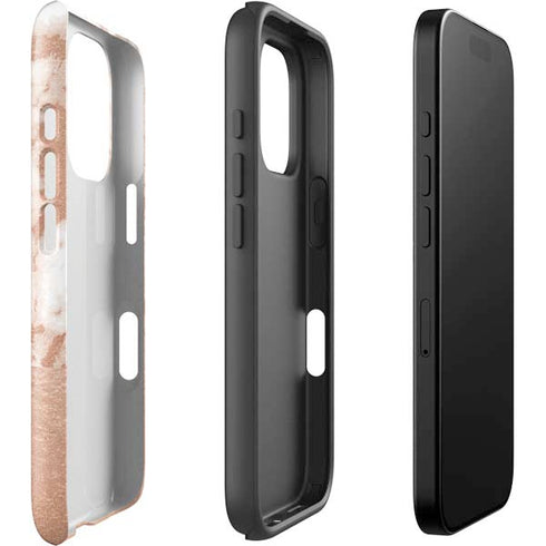 White Rose Gold Marble iPhone 16 Pro Max Impact Case
