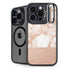White Rose Gold Marble iPhone 16 Pro Max Kickstand Case