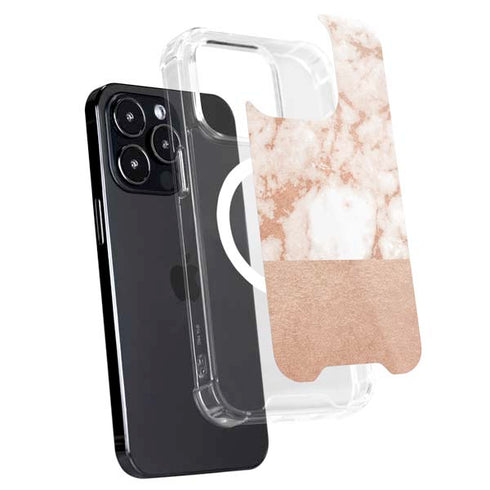 White Rose Gold Marble iPhone 16 Pro Max MagSafe Case