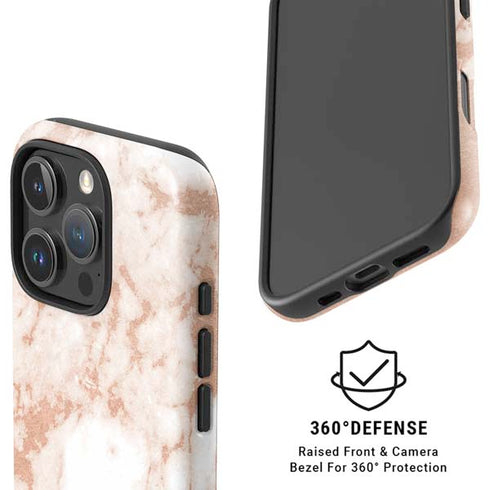 White Rose Gold Marble iPhone 16 Pro Max Magsafe Impact Case