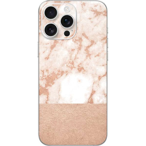 White Rose Gold Marble iPhone 16 Pro Max Skin