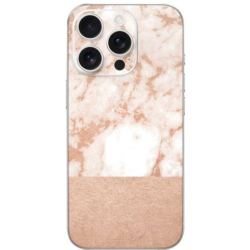 White Rose Gold Marble iPhone 16 Pro Skin