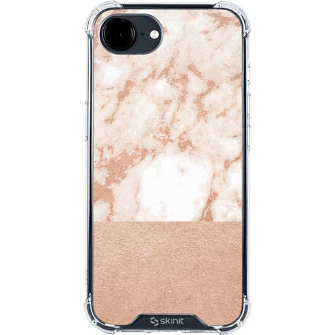 White Rose Gold Marble iPhone 16e Clear Case