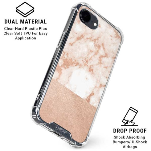 White Rose Gold Marble iPhone 16e Clear Case