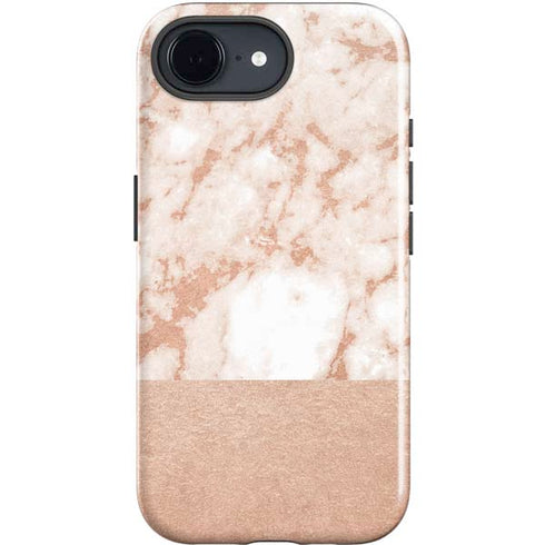 White Rose Gold Marble iPhone 16e Impact Case